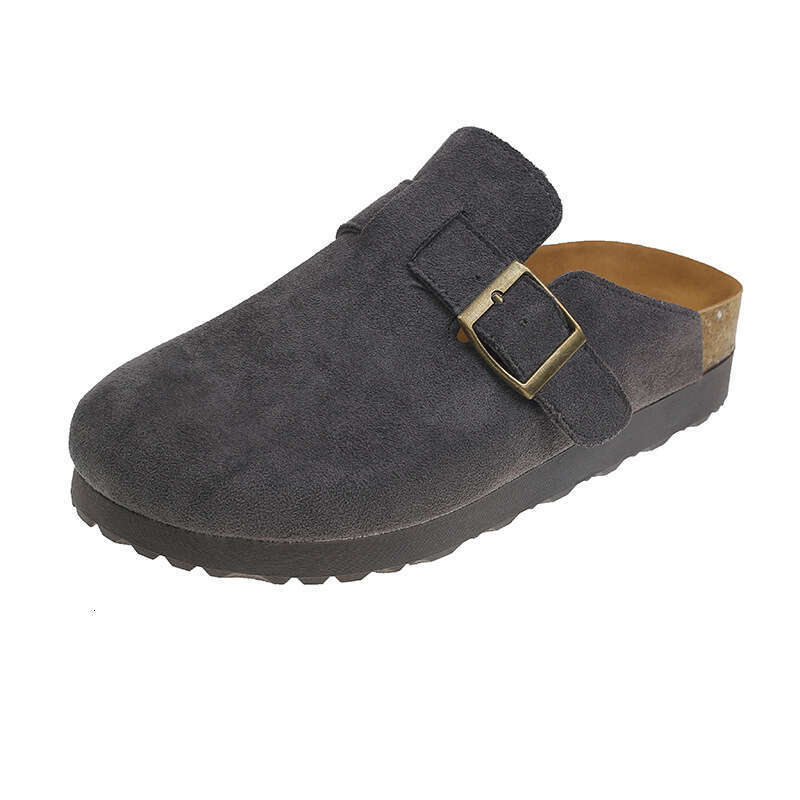 2025 Spring Summer New Retro Thick-Soled Closed-Toe Birkenstock Style Half Slippers Slip-On Versatile Lazy Shoes for Women