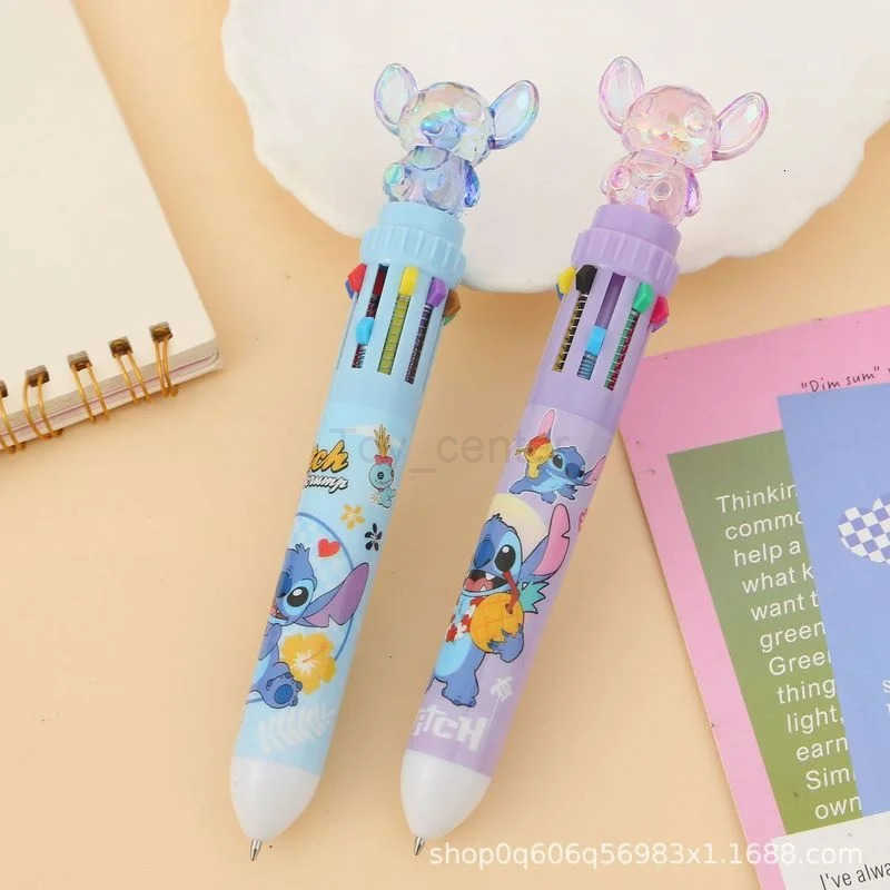 Disney Stitch Ballpoint Pen 36pcs Cartoon Lilo Crystal 10 Color Marker 07mm Student Graffiti School Childrens Stationery Gifts H2512201