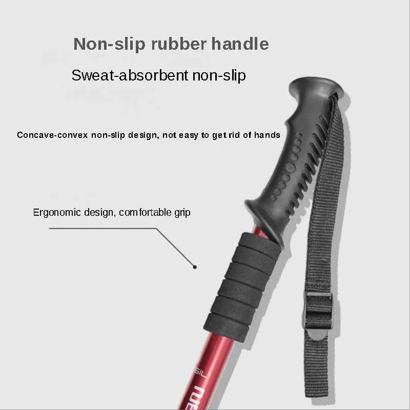 2PCS Adjustable Ultralight Trekking Poles Aluminium Alloy Walking Stick Trail Running Hiking Alpenstock Folding 135cm Tourism G251220