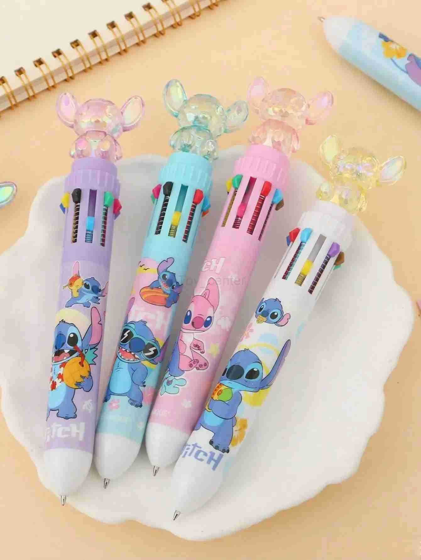 Disney 1/2/3pcs Stitch random style Press Ten Color Ballpoint Pen CartoonPen Stationery prefect for Christmas gift H251220