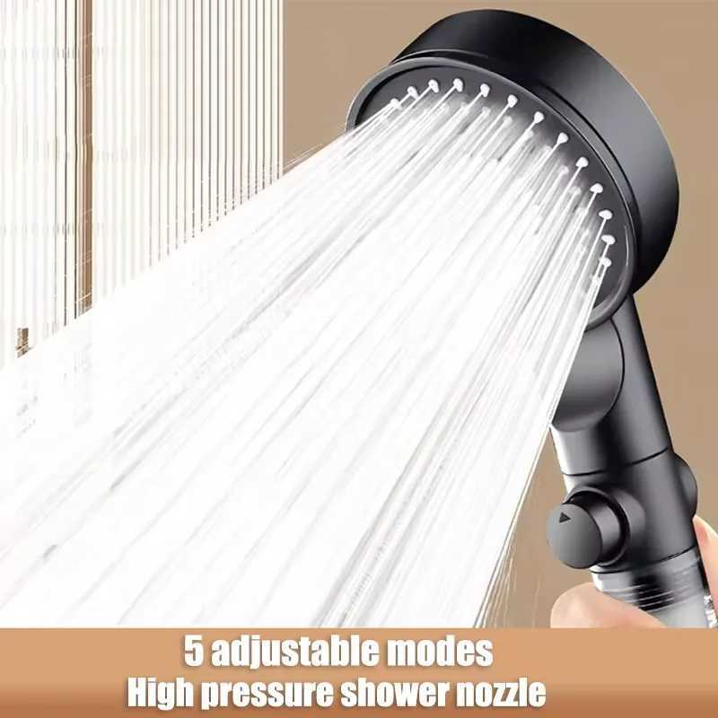 High Pressure Shower Head 5 Modes Adjustable Showerheads With Filter Water Saving One-Key Stop Spray Nozzle Home Bathroom C251220