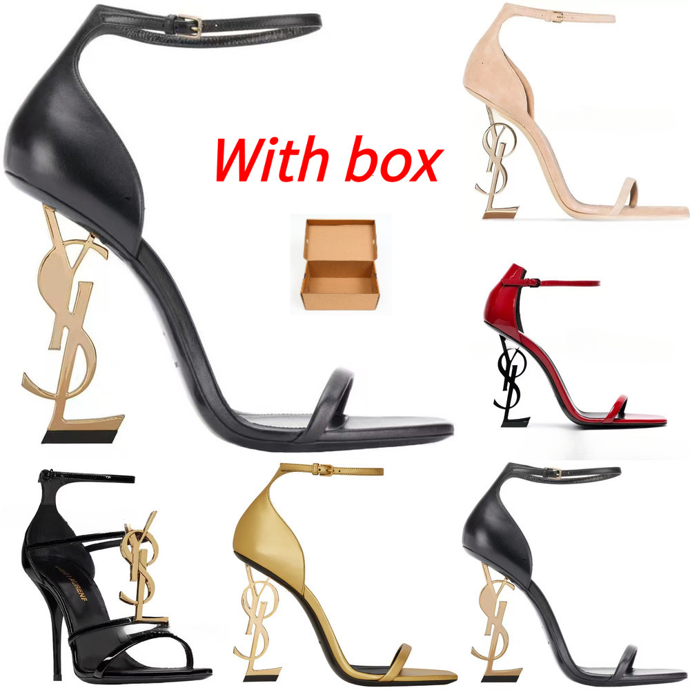 Classics yslhighheel Women shoes heels Sandals Fashion Dress Shoes Alphabet lady Sandal Leather High heel Designer shoes with box bo87846 a46