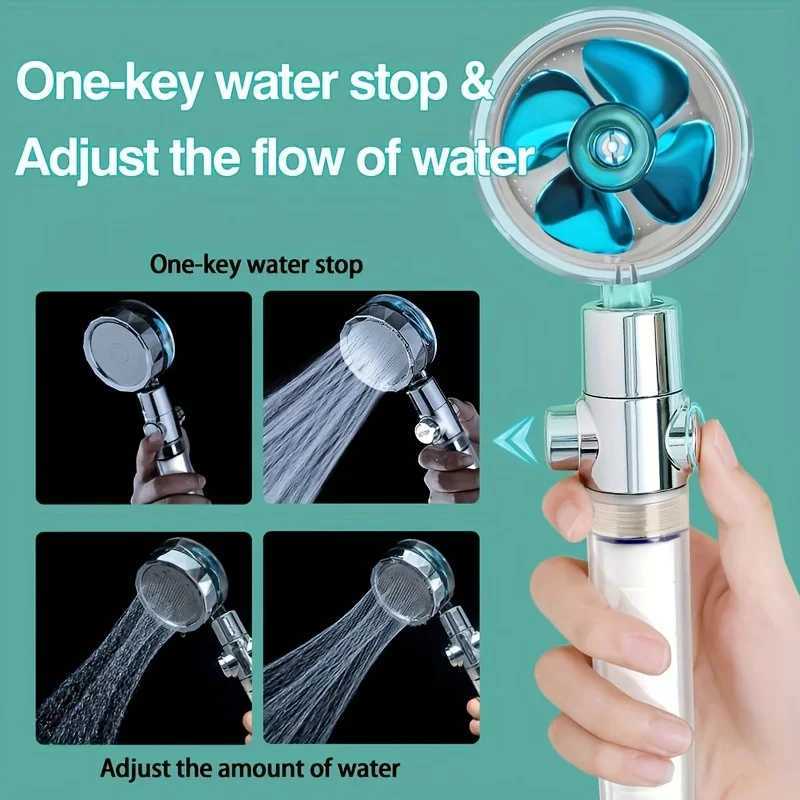 1pcs High Pressure Shower Head Handheld Turbo Fan Shower With 6 Pcs Filter Cotton Hydro Jet Shower Head Kit C251220