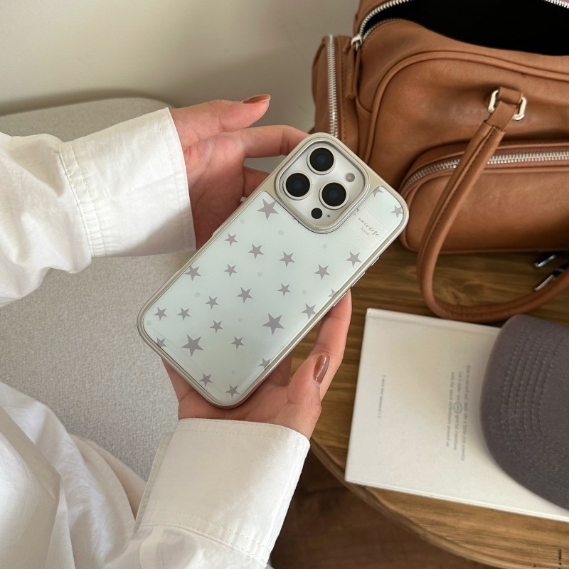 High-end Electroplated Epoxy Star Case iPhone 17 Pro Max, Apple 16, 14, 15, Niche Design for Women