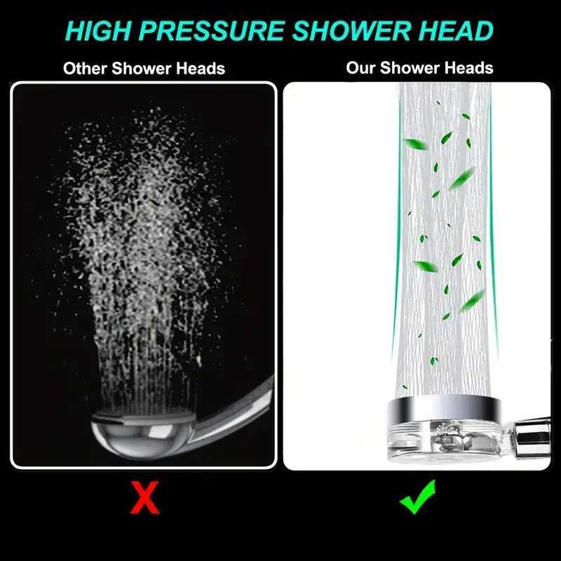 360 Rotating Turbine Fan Handheld Shower Head High Pressure Water Saving Spray Shower Filter Bathroom Accessories C251220