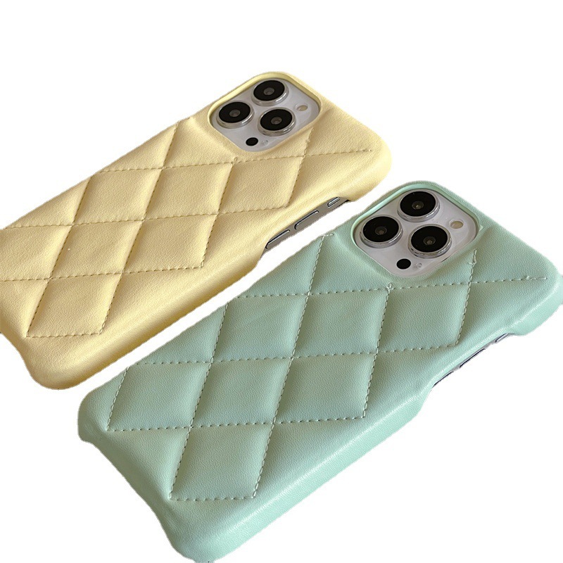 Solid Color Quilted Pattern Compatible with Apple 17 Pro Max Phone Case iPhone 16 Leather 15 Chanel Style 14 Three-Pack Hard