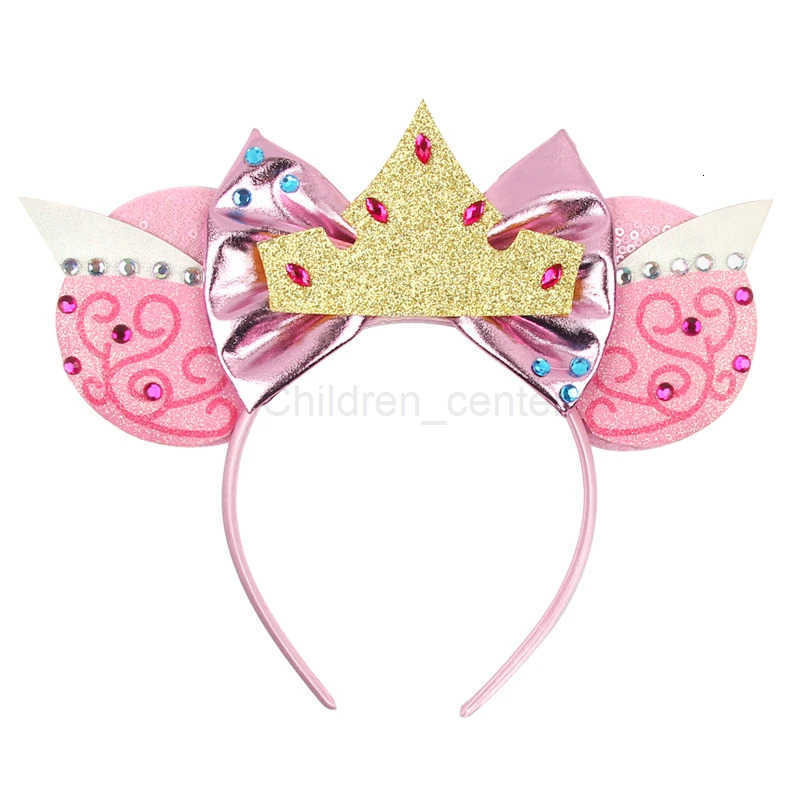 Disney Princess Aurora Mouse Ears Headband For Girls Sequin 5Bow Hairband Princess Children Festival Boutique Hair Accessories H251220