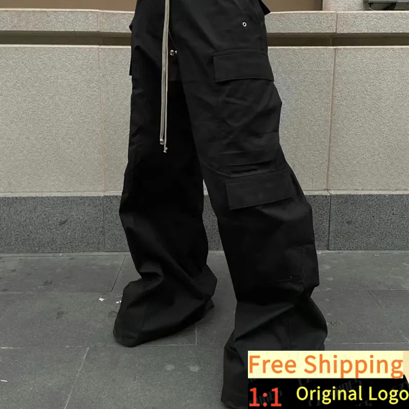 designer Men's Jeans Baggy Black Cargo Pants Women Wide Leg Casual High Street joggers Drawstring Trousers Men Goth Grunge Style Pantalones labbu02