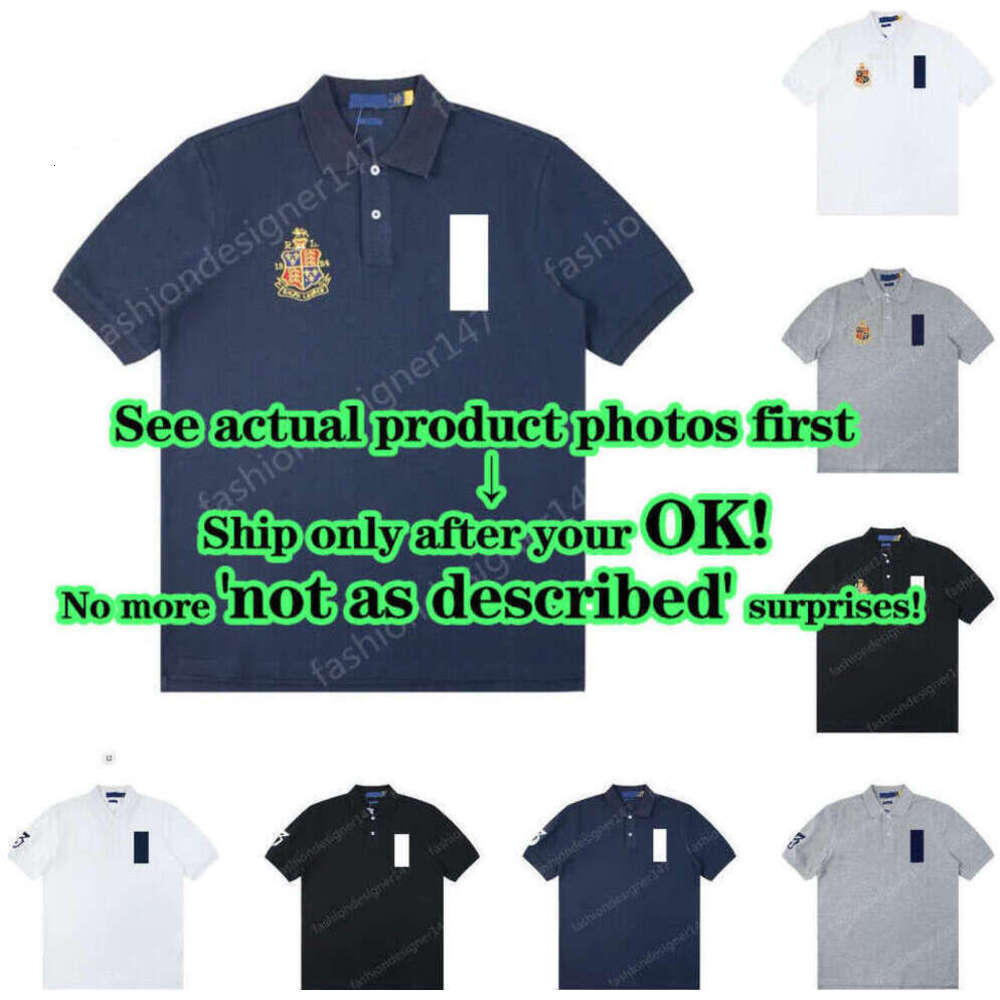 Mens Designer Polo Shirt Short Sleeve Brand Classic Basic T Shirt ralphlauraanshirt Fashion Logo Big Pony Crown Emblem Embroidery t shirt Cotton Fabric Polo Shirt