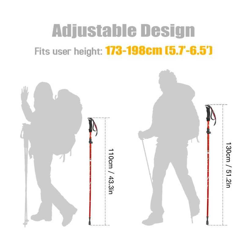 Lightweight Collapsible Trekking Pole Five-fold Walking Stick for Hiking Camping Backpacking Aluminum Alloy Trekking Pole G251220