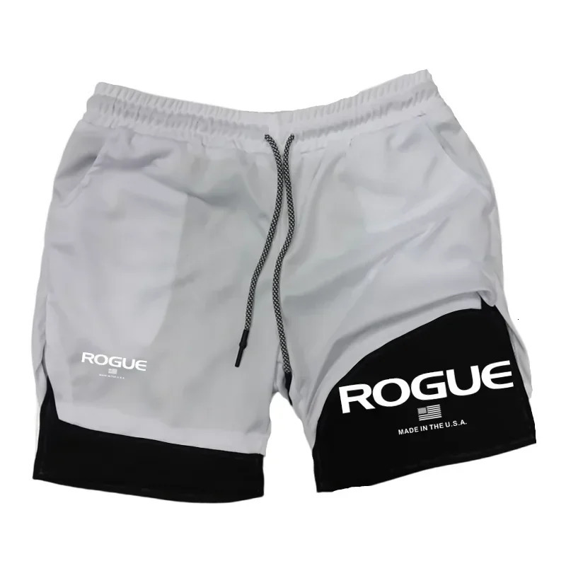 Rogue Gyms Fitness Shorts Men Summer Sportswear 2 in 1 Doubledeck Compression Male Sports Tracksuits Track Joggers Short 251219