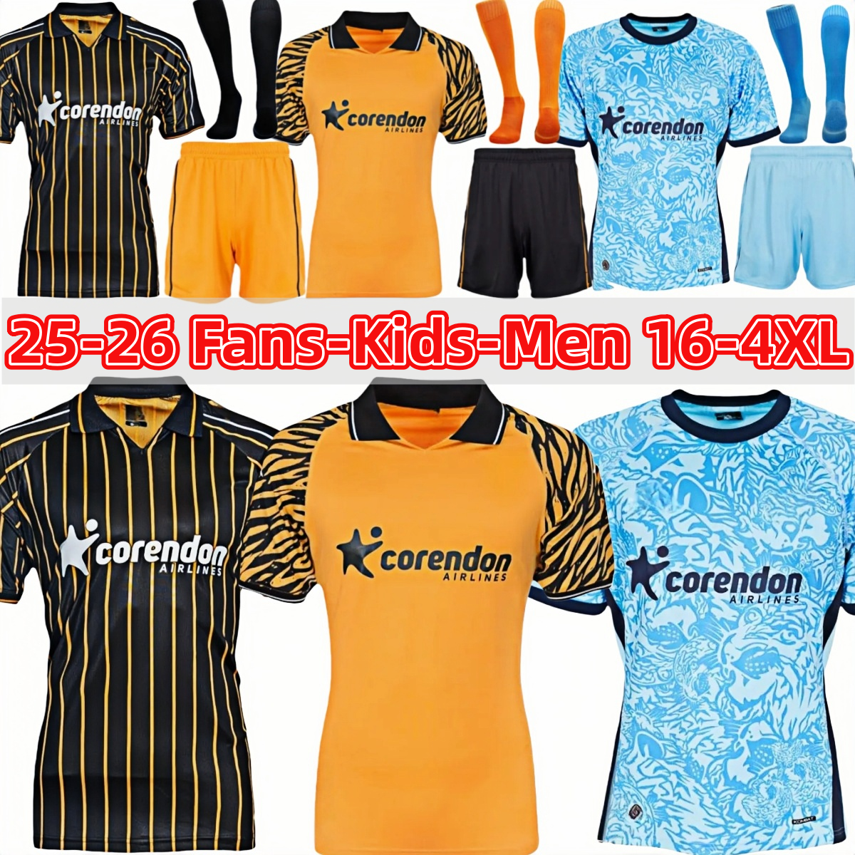 Hulls 25 26 City soccer jerseys HCAFC Kit Hulls Jersey City AFC football Shirts The Tigers soccer shirt HullCitys Kits KAMARA BELLOUMI ALZATE MILLAR kids kit 3XL 4XL