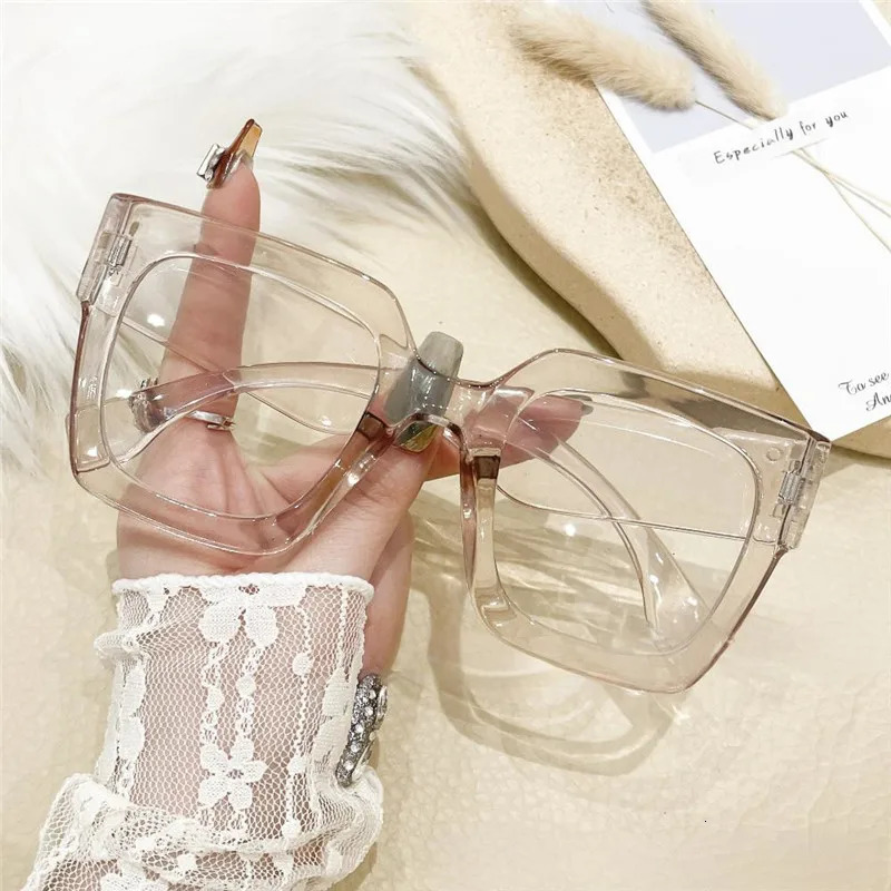 Oversized Transparent Computer Glasses Frame Anti Blue Light Blocking Glasses Large Frame Black Leopard Glasses Clear Lenses 251219