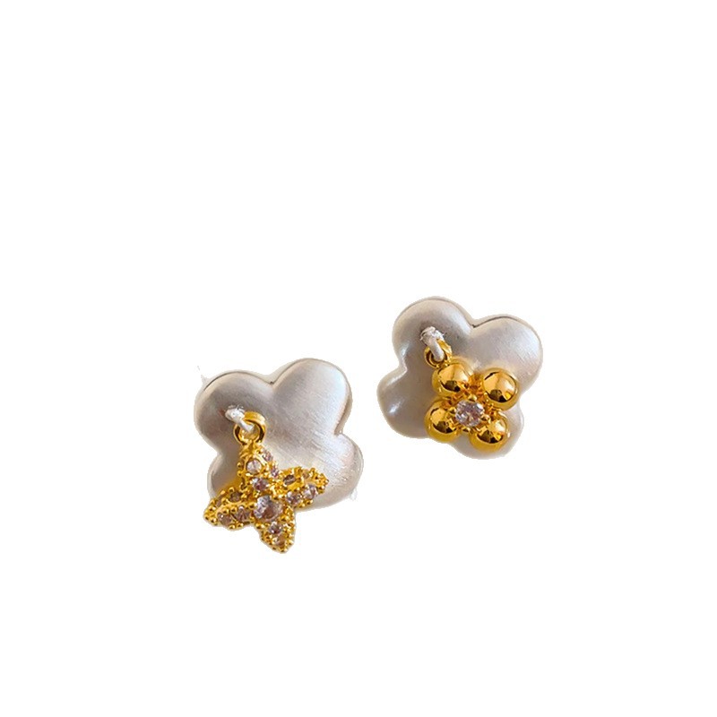 Silver Needle Zircon Flower Cross Vintage Elegant Daily Commute Versatile Earrings Light Luxury High-end Feel Ear Jewelry - view 6