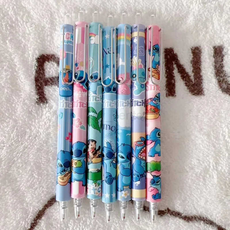Disney 1/4pcs Anime Stitch Pen Kawaii Lilo Stitch Black Neutral Pen Cartoon 05mm Press Gel Pen Student Stationery H251220