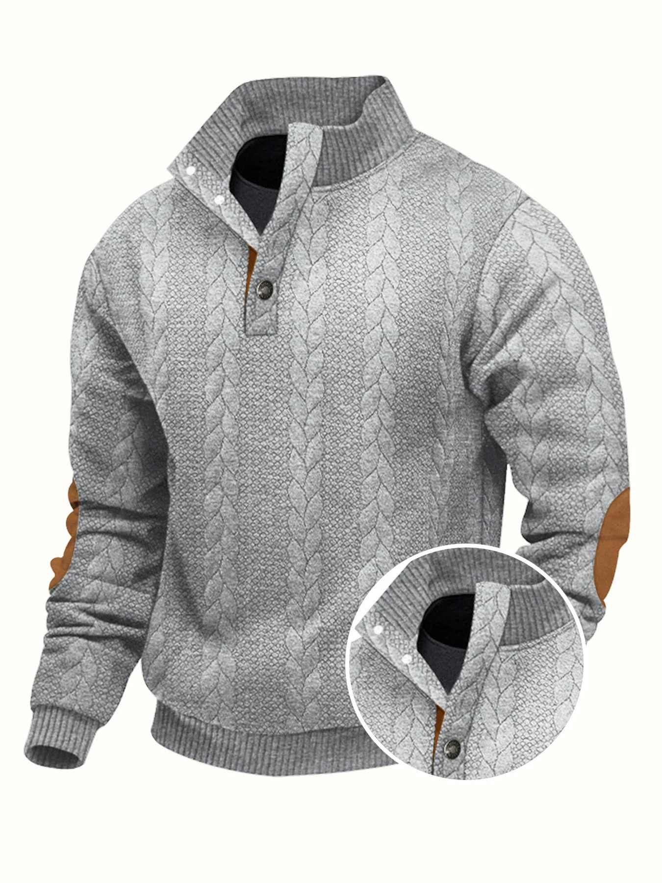 Autumn Knitted Jacquard Pullover Mens Casual Fleece Sports Longsleeved Sweatershirt Button Stand up Half Turtleneck Sweaters 251219