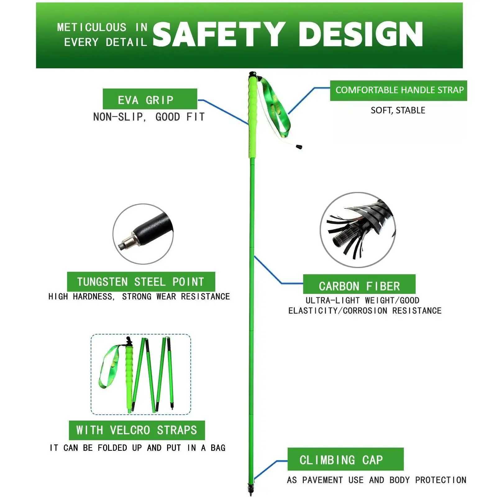 OKHEALING Ultra T700 Carbon Fiber Trekking Sticks Poles Lightweight Portable Hiking Poles Walking Sticks Hiking Accessories G251220