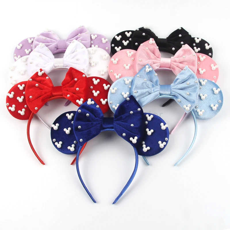Disney Mickey Girl 33 Velvet Ear Headband For Girls Soft Butterfly Knot Headband Halloween Party Christmas Hair Accessories H251220