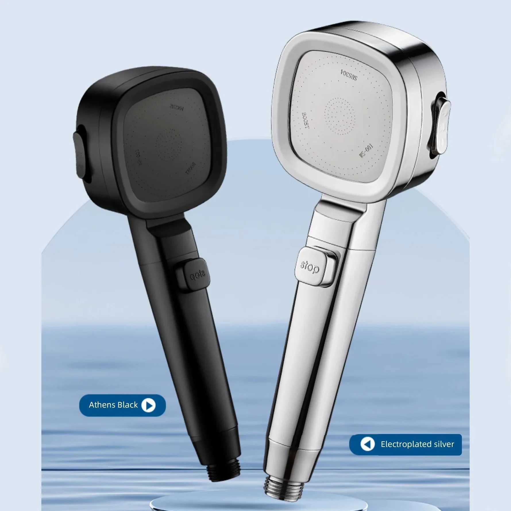 3 Modes Strong Pressurized Shower Head with Filter Large Flow High Pressure Handheld Shower Nozzle Household Shower Accessories C251220