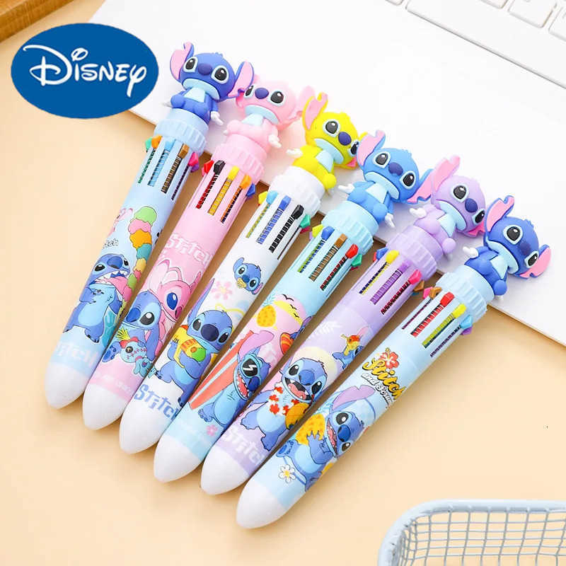 Disney Random 2pcs Cartoon Stitch Doll 10 Colors Ballpoint Pen Lilo Stitch Cute Gel Pen Student Supplies Stationery Wholesale H251220