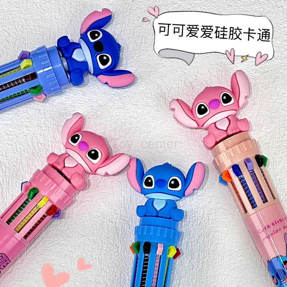 Disney 6/12/36 Pcs Cartoon Stitch Doll 10 Colors Ballpoint Pen Student Supplies Stationery Wholesale H251220