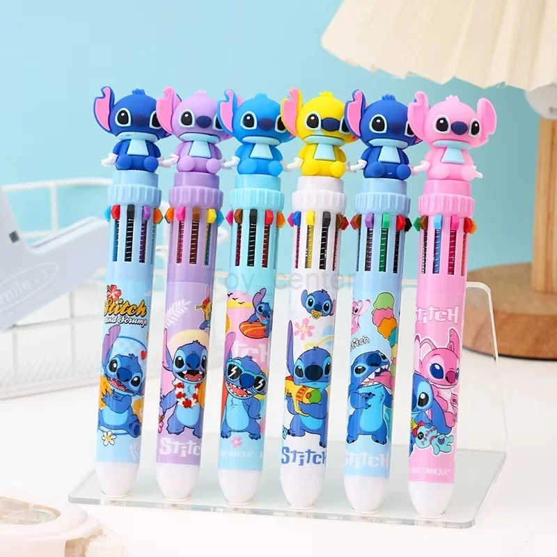 Disney Stitch Ballpoint Pen 36pcs Cartoon Lilo 10 Color Press Marker 07mm Student Graffiti Pen School Children Stationery Gift H2512201