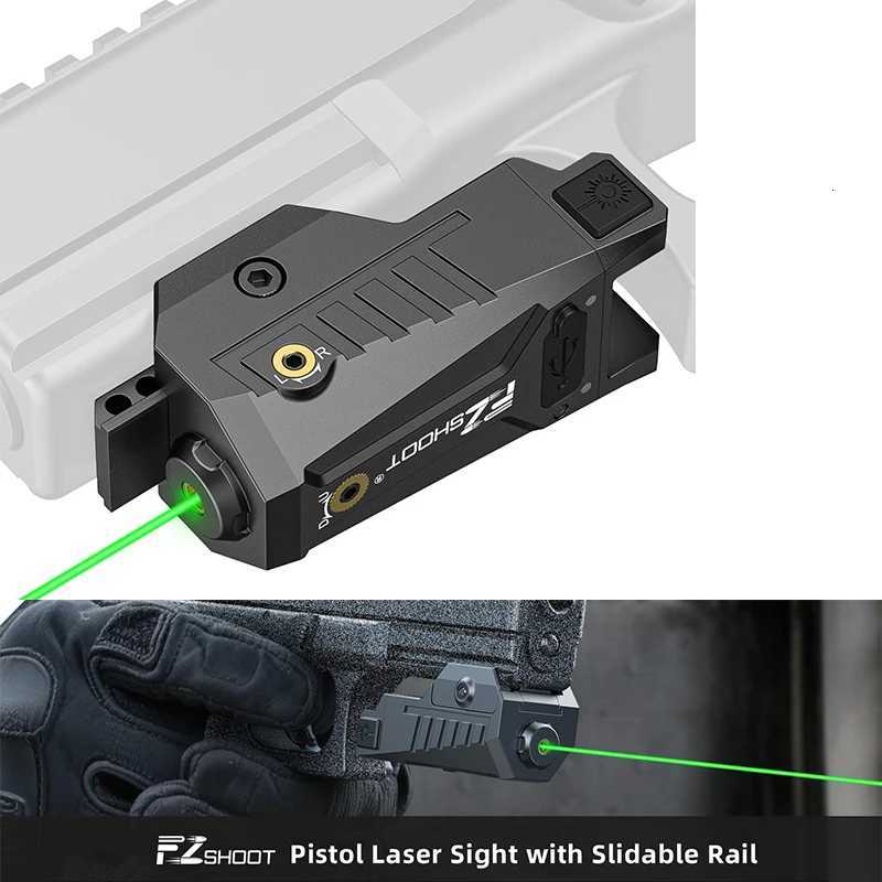EZshoot Compact Green Laser Sight Low Profile with Adjustable Slide Rail Rechargeable for Pistol Compatible with 21mm PicatinnyT251220