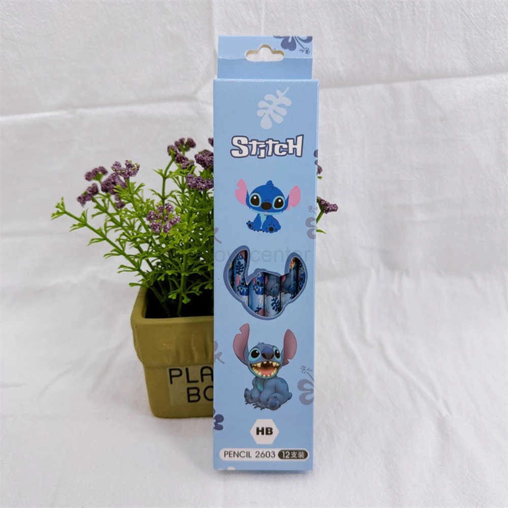 Disney 12PCS Cartoon Stitch Pencil School Supplies Kid Rubber School Supplies Pencils Pencil Roller Hb Pencils Birthday Gift H251220