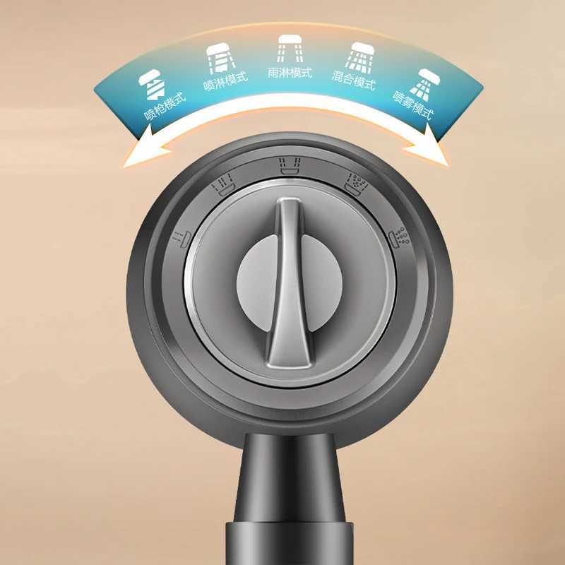 New Black Silver 5 Modes High Pressure Filter Shower Head Water Saving With Stop Button Handheld Shower Head Bathroom Accessorie C251220