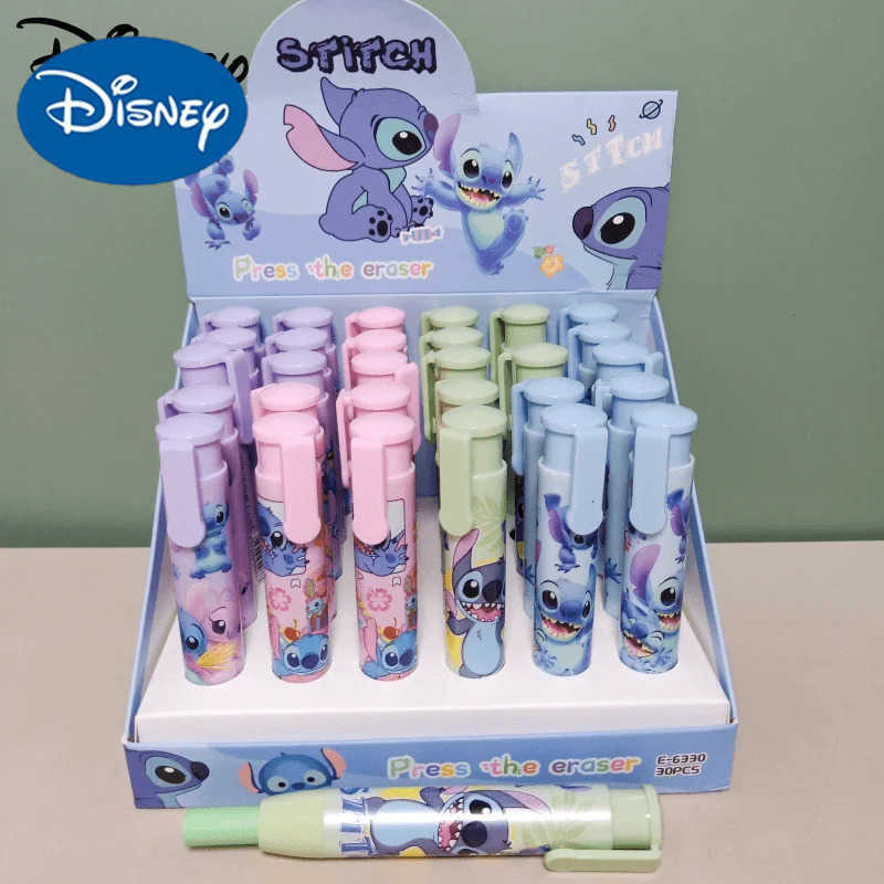 Disney 30Pcs Stitch Lipstick Modeling Eraser Lilo Stitch Cartoon Cute Student Supplies Stationery Wholesale H251220
