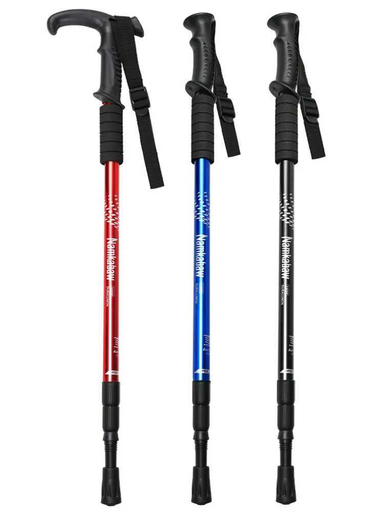 Aluminum Alloy Telescopic Trekking Poles Lightweight Elderly Walking Stick for Outdoor Hiking Travel G251220