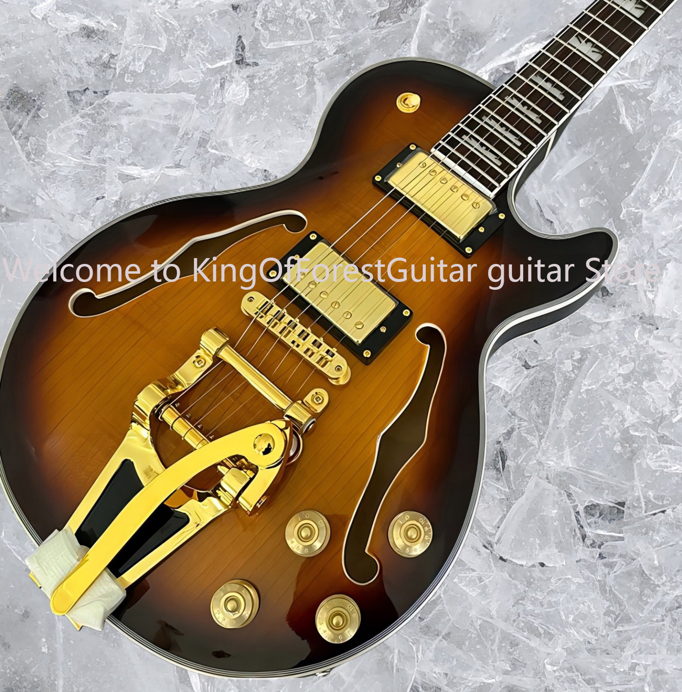 Custom shop, Made in China, Ball double high quality electric guitar, Gold hardware, BigsbyTremolo system, free shipping #698699