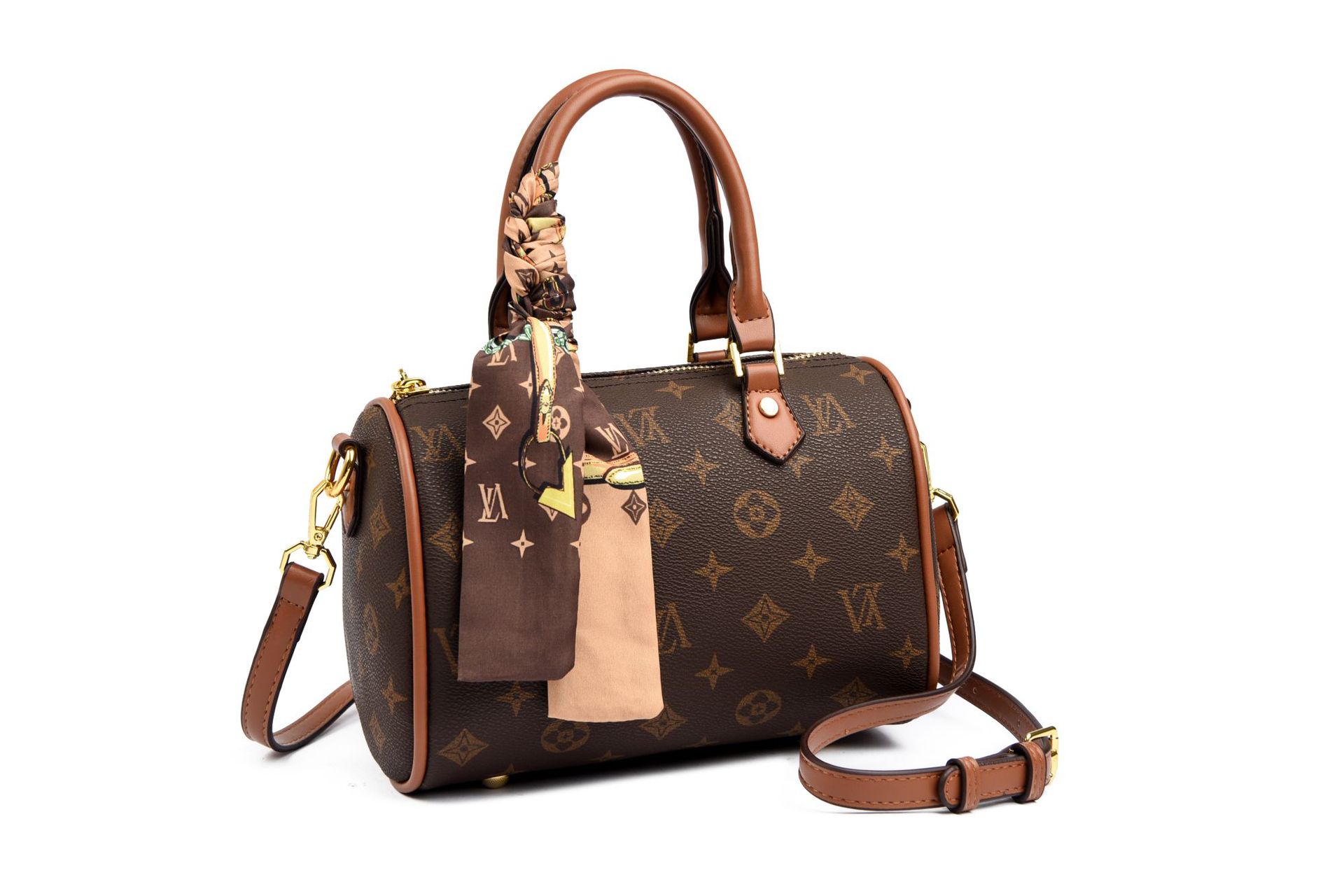 OULAIMEIZI Designer Bag 2025 New Fashionable Boston Bag Womens Retro Versatile Single Shoulder Cross body Bag brown yellow