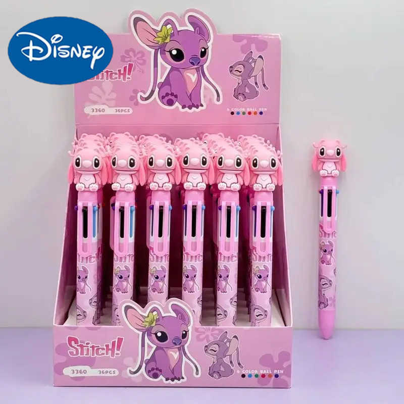 Disney 36pcs Ballpoint Pen Stitch 6 Color Cartoon Pen 07mm Student Cute Writing Tools School Office Supplies Ballpoint Pen H251220