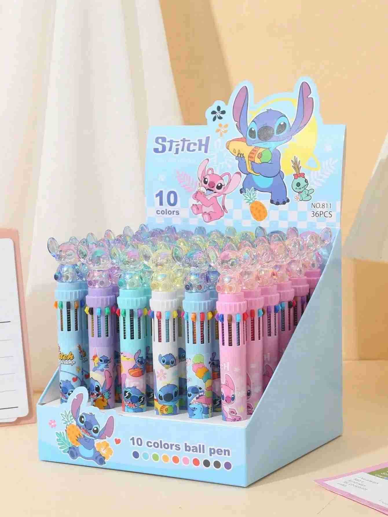 Disney 1/2/3pcs Stitch random style Press Ten Color Ballpoint Pen CartoonPen Stationery prefect for Christmas gift H2512201