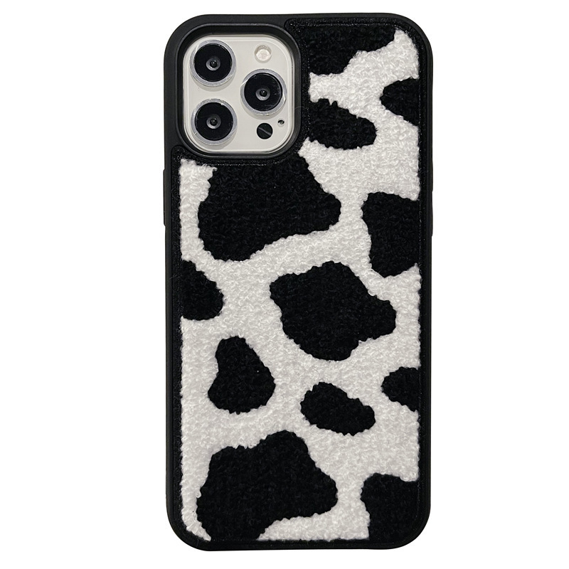 European and American Leopard Apple 16/17 Pro Max Phone Case Compatible with iPhone 15 Zebra Print 14 Women Plush Embroidery