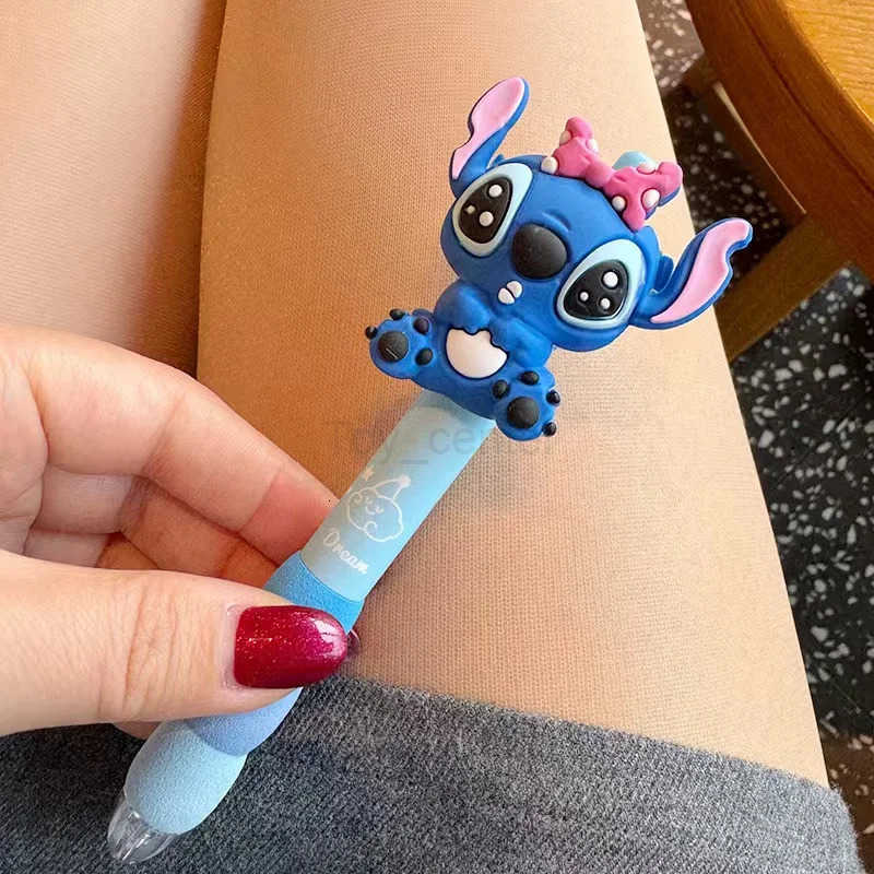 Disney Stitch 12pcs Ballpoint Pen Cartoon Set 05mm Black Variety Of Cute And Funny Doll Shape Press Study Office Stationery H251220