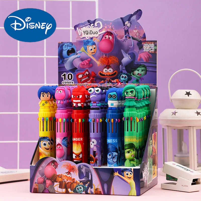 Disney 6/36pcs Cartoon Inside Out Doll 10 Colors Ballpoint Pen Cute Gel Pen Student Supplies Stationery Wholesale Gifts H251220