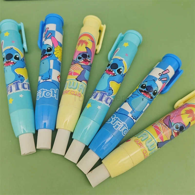 Disney 12/36 Pcs Stitch Lipstick Modeling Eraser Lilo Stitch Cartoon Cute Student Supplies Stationery Wholesale H251220
