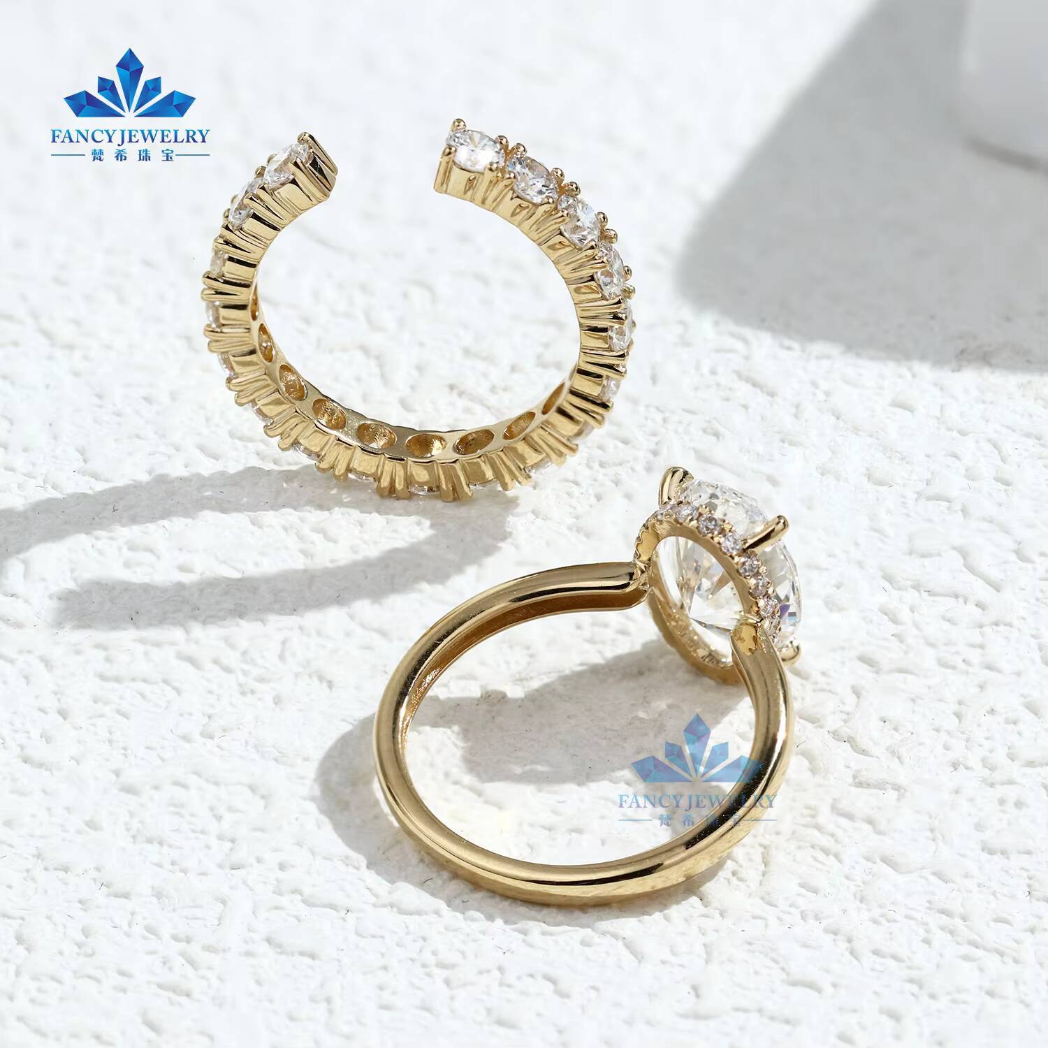 Custom Made 4ct Oval Lab Grown Diamond Engagement Ring Set with D VS1 VVS 10k 14k 18k Yellow Gold Unique Hidden Halo