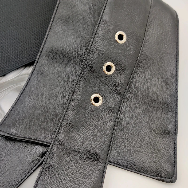 Elastic Black Leather Wide Corset Belt Woman Dress Adjustable Belts For Women High Quality Big Cummerbunds Waistband 251217
