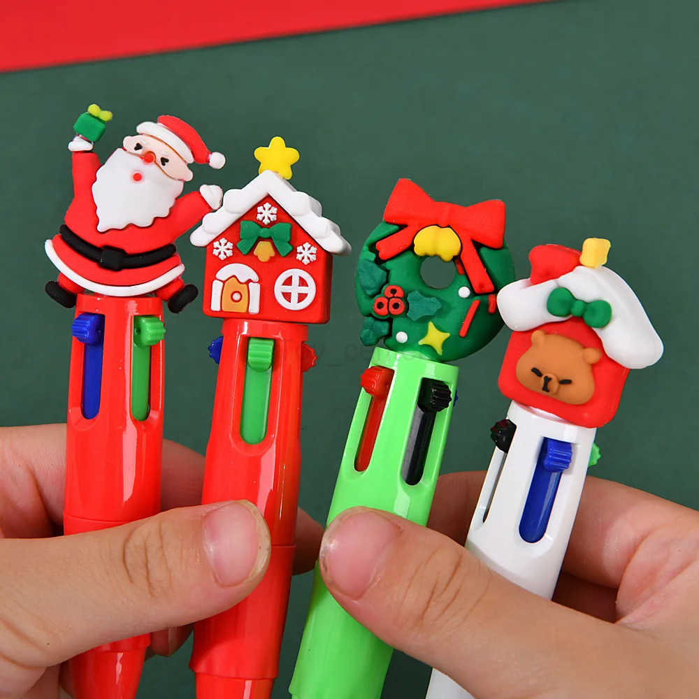 Disney 30Pcs/Lot Christmas Cute Cartoon Four Color Ballpoint Pen Mini Pocket Pen 3D Christmas Student Prize School Office Stationery H251220