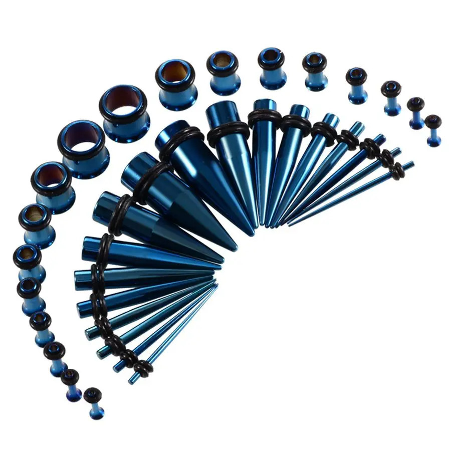 36pcs/lot Steel Ear Taper Expander Single Flared Ear Tunnel Plugs Kit 14G-00G Ear Stretcher Gauges Set Piercing Jewelry 251212