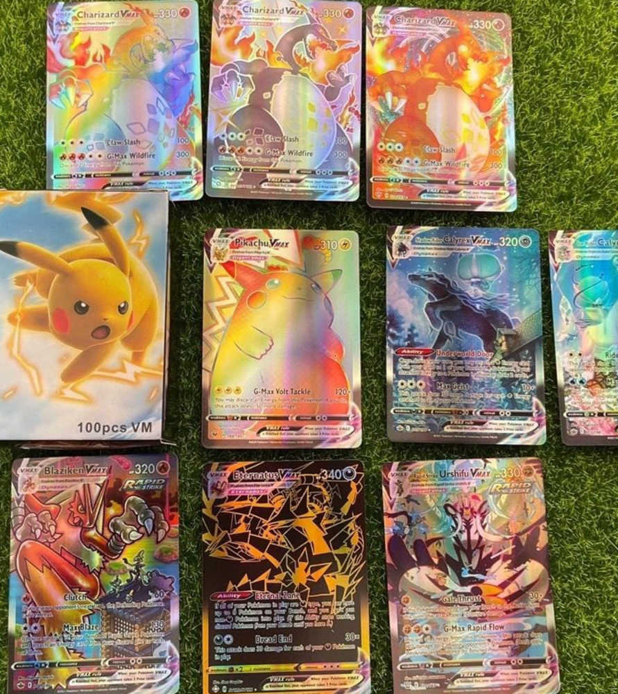 100 Pokemon English Cards Vmax Super Evolution Pokemon PTcg Flash Card Super Dream GX L251217CS3Q