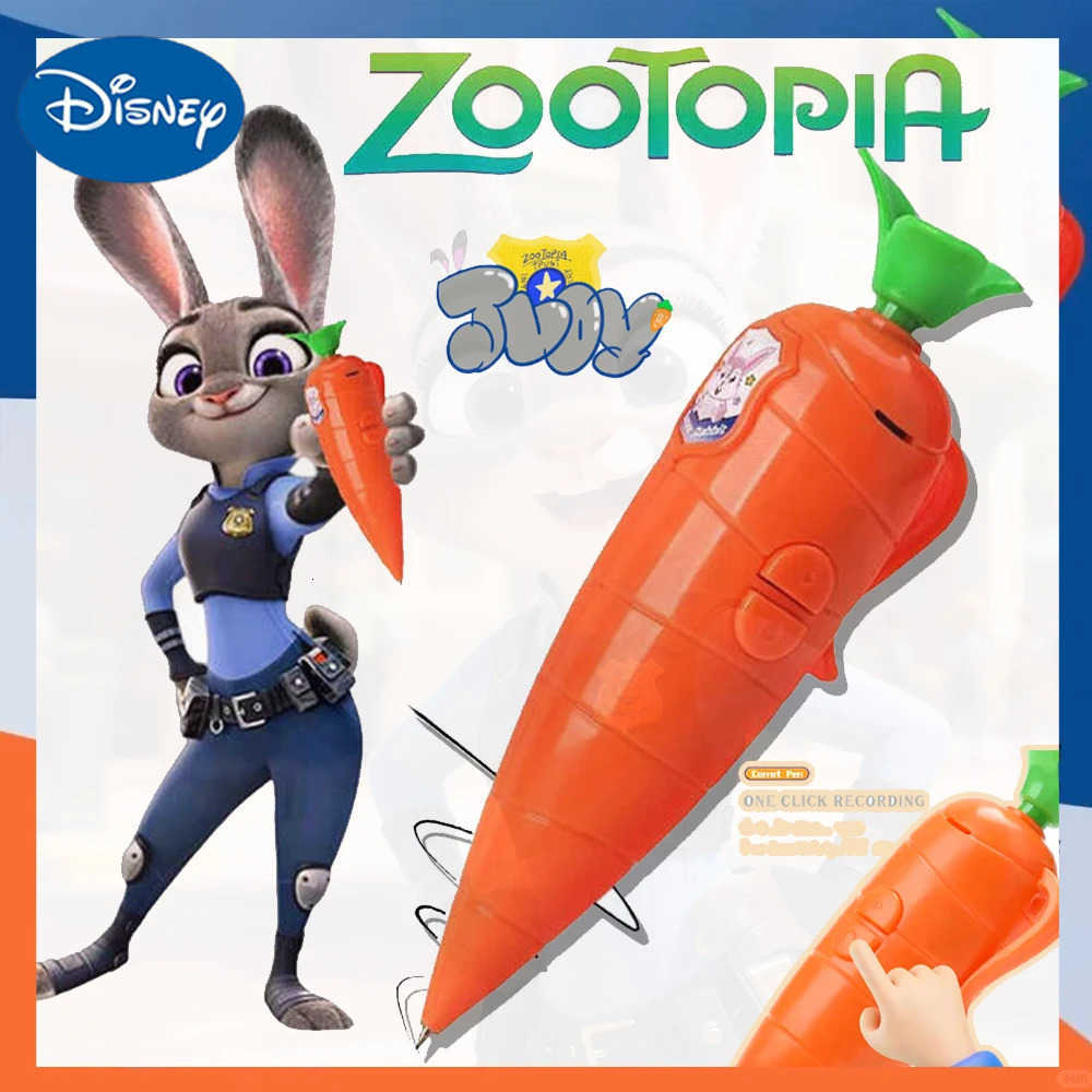 Disney NEW Zootopia 2 Judy Carrot-Shaped 2-in-1 Voice Recorder Ballpoint Pen 60-Second Recording Creative Novelty Stationery H25122011