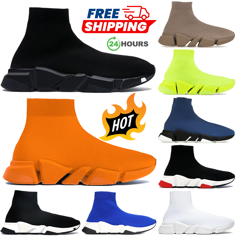 Free Shipping speed Designer shoes mens Graffiti triple black white 2.0 Neon Orange Fluo Yellow Dark Beige Red sole casual shoe platform womens trainers sneakers