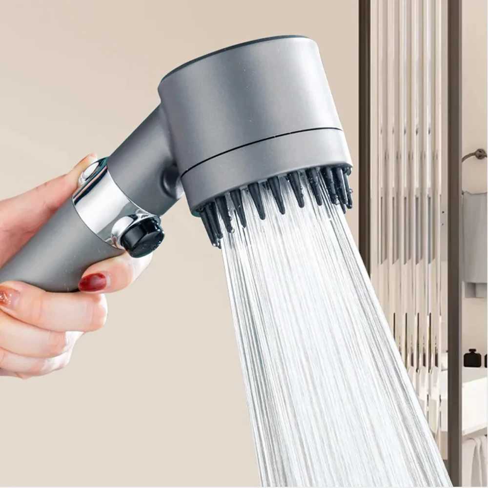Massage Spa Pressurized Shower Head 3 Modes High Pressure Filter Rainfall Shower One-Key Stop Spray Nozzle Bathroom Accessories C251220