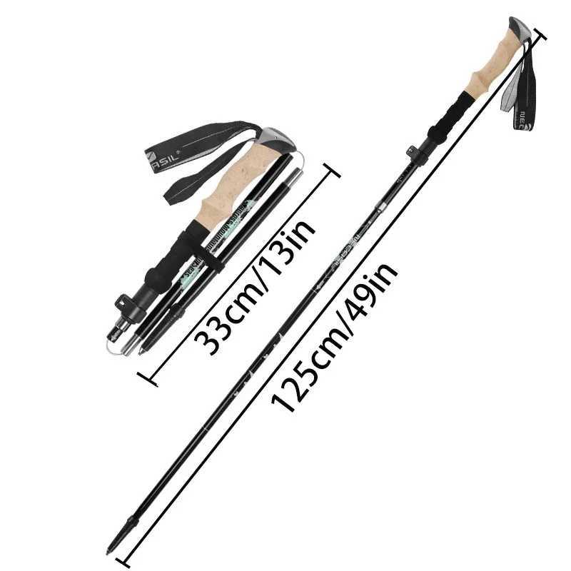 CZHIYAO 1 pc Ultralight Aluminum Hiking Poles-Adjustable Cork Grip Trekking Sticks Foldable Men Women Backpacking Mountaineering G251220