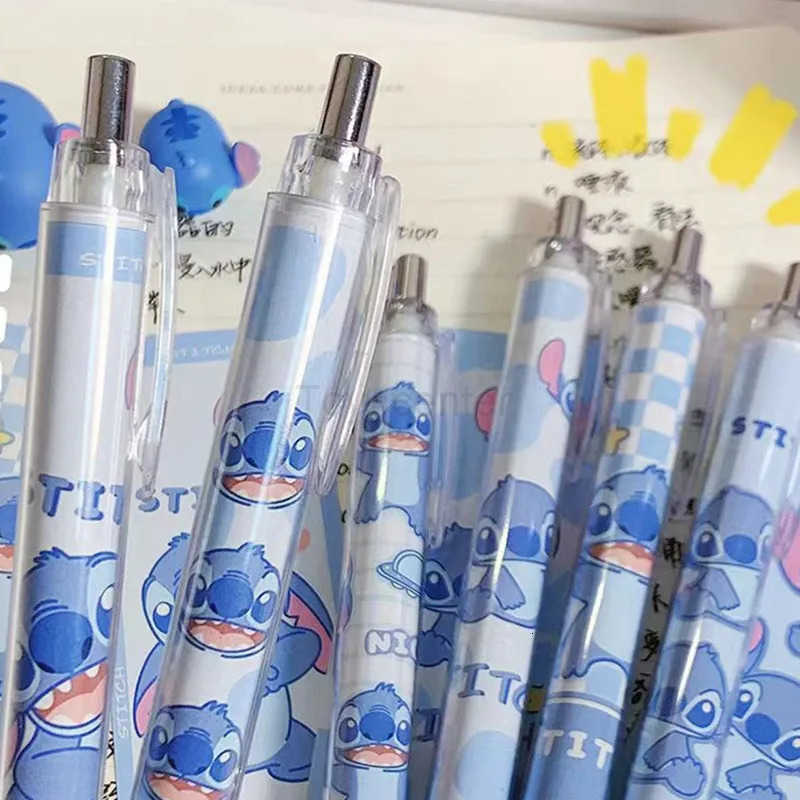Disney 1/4pcs Anime Stitch Pen Kawaii Lilo Stitch Black Neutral Pen Cartoon 05mm Press Gel Pen Student Stationery H251220