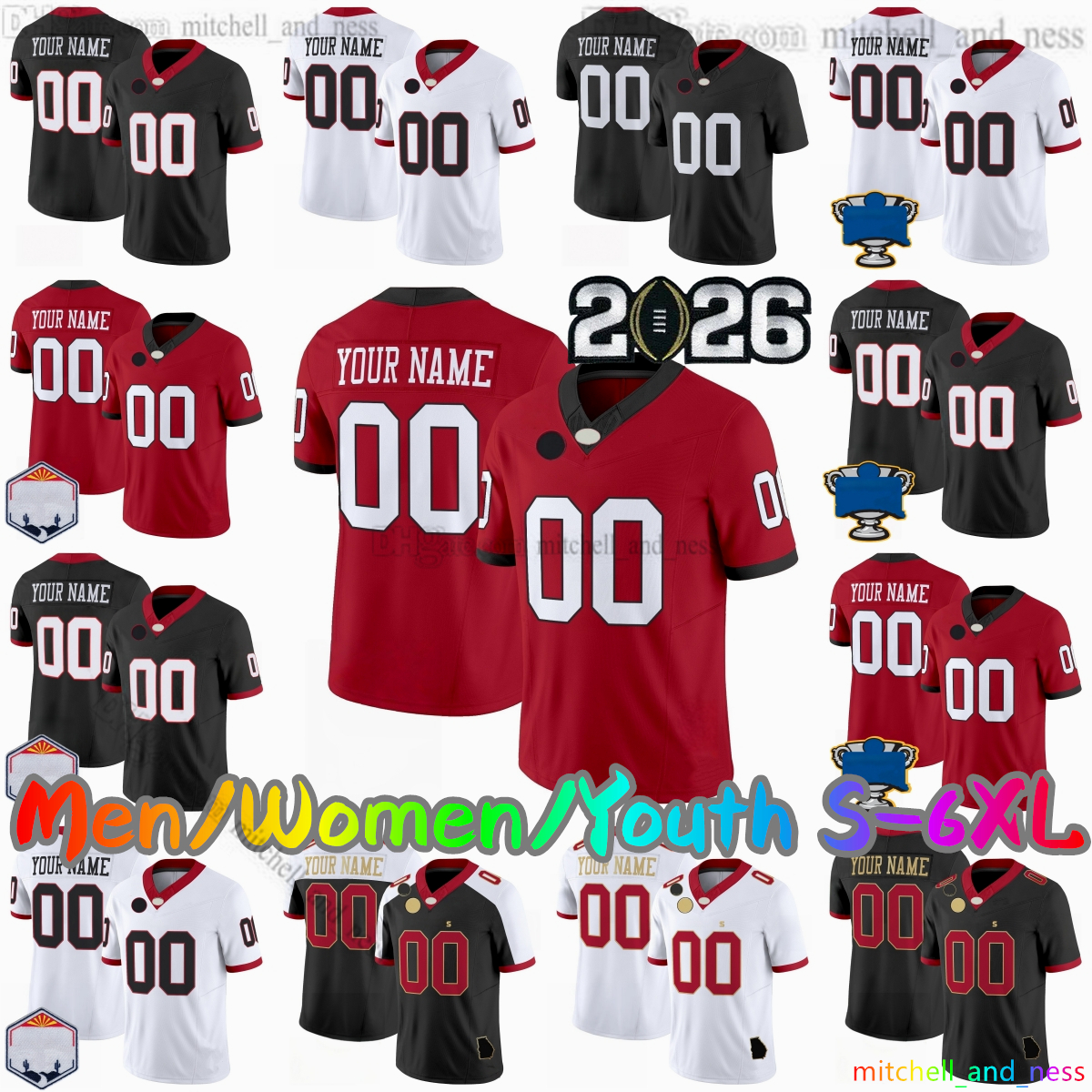 2026 Custom S-6XL Quarterfinals.College Football Jersey 14 Gunner Stockton 3 Nate Frazier 1 Zachariah Branch CJ Allen Ryan Puglisi Ryan Josh McCray Stitched Jerseys